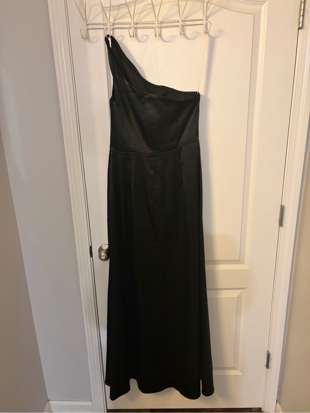 Azazie Black One-Shoulder Evening Satin Dress